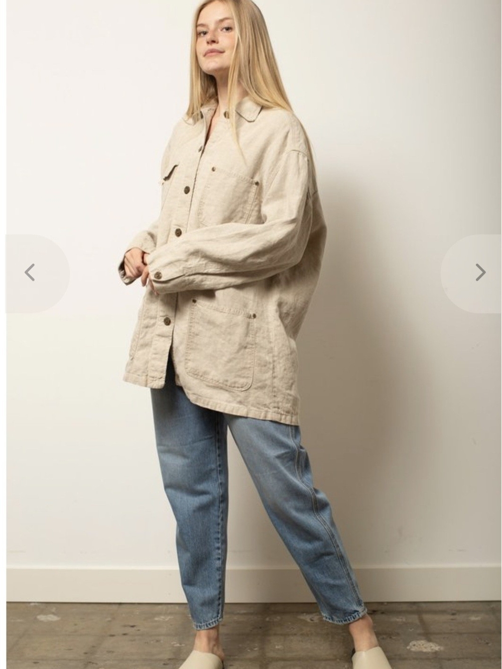 Rafaella Oversized Beige Utility Jacket Sz.L 100% Linen